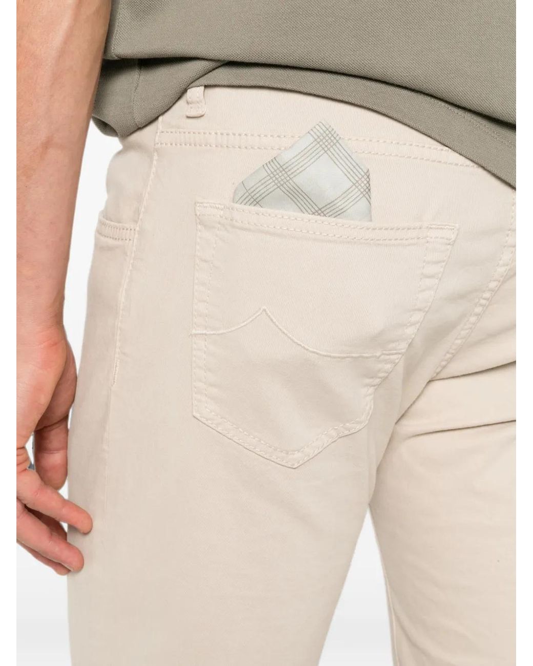 Jacob Cohen White Nick Logo-Patch Slim-Fit Cotton Trousers for men