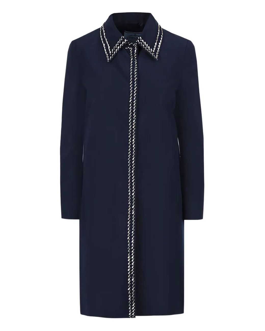 Prada Blue Crystal-Embellished Single-Breasted Coat