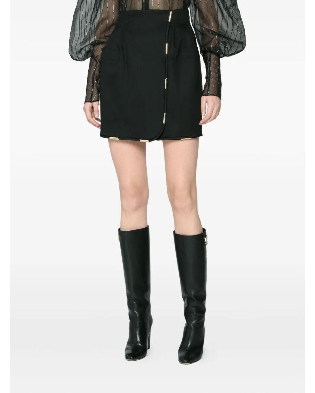 Genny Black Contrasting-Trim Miniskirt