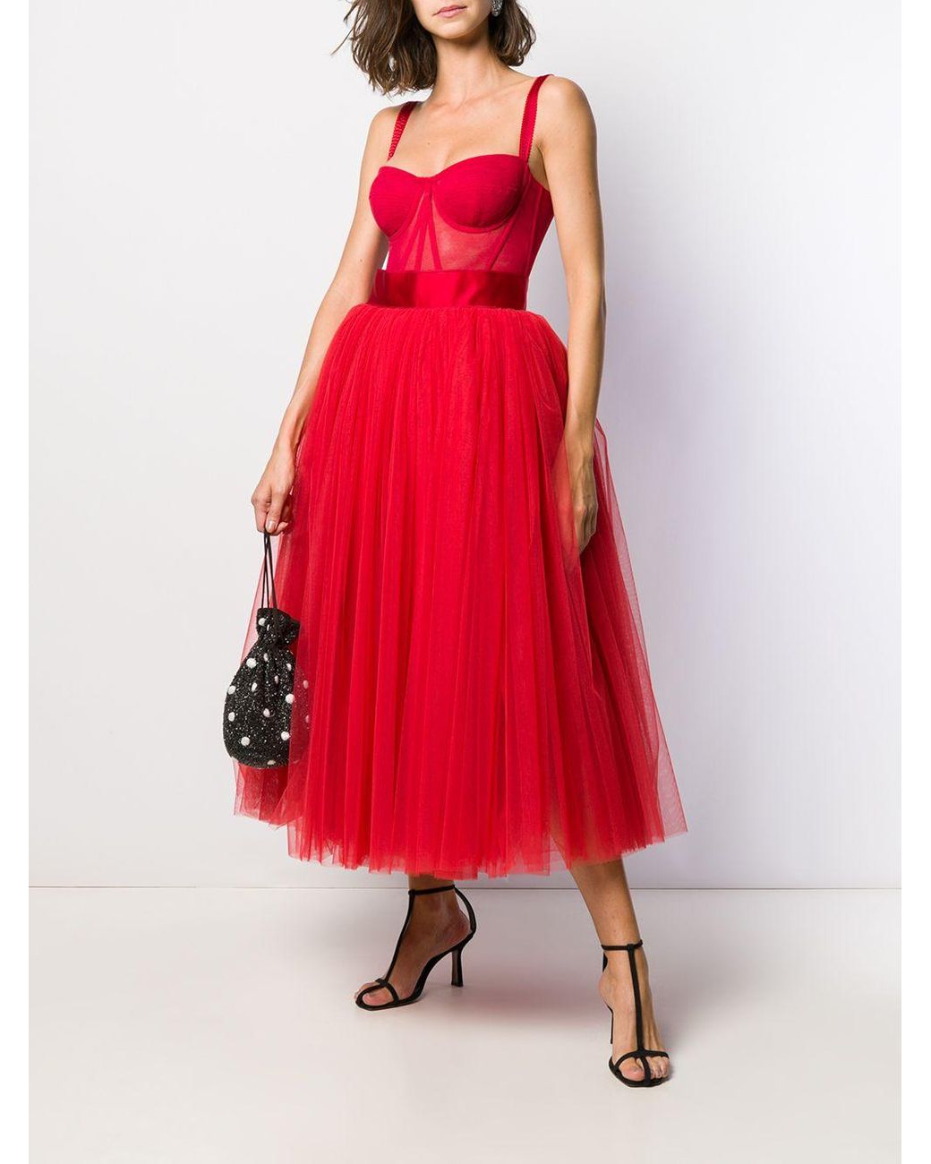 Robe bustier en tulle Dolce & Gabbana en coloris Rouge | Lyst