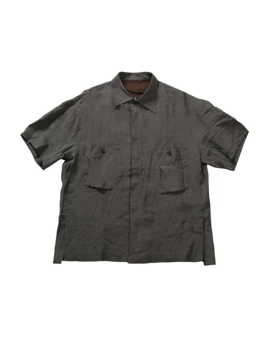 Ziggy Chen Gray Short-Sleeve Utility Shirt for men