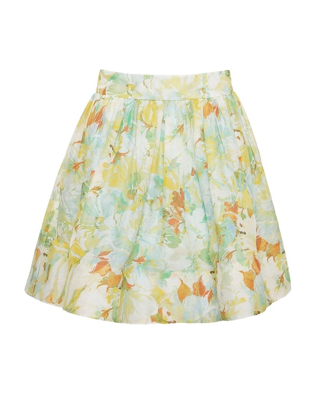 Cara Cara White Alba Floral-Print Pleated Mini Skirt
