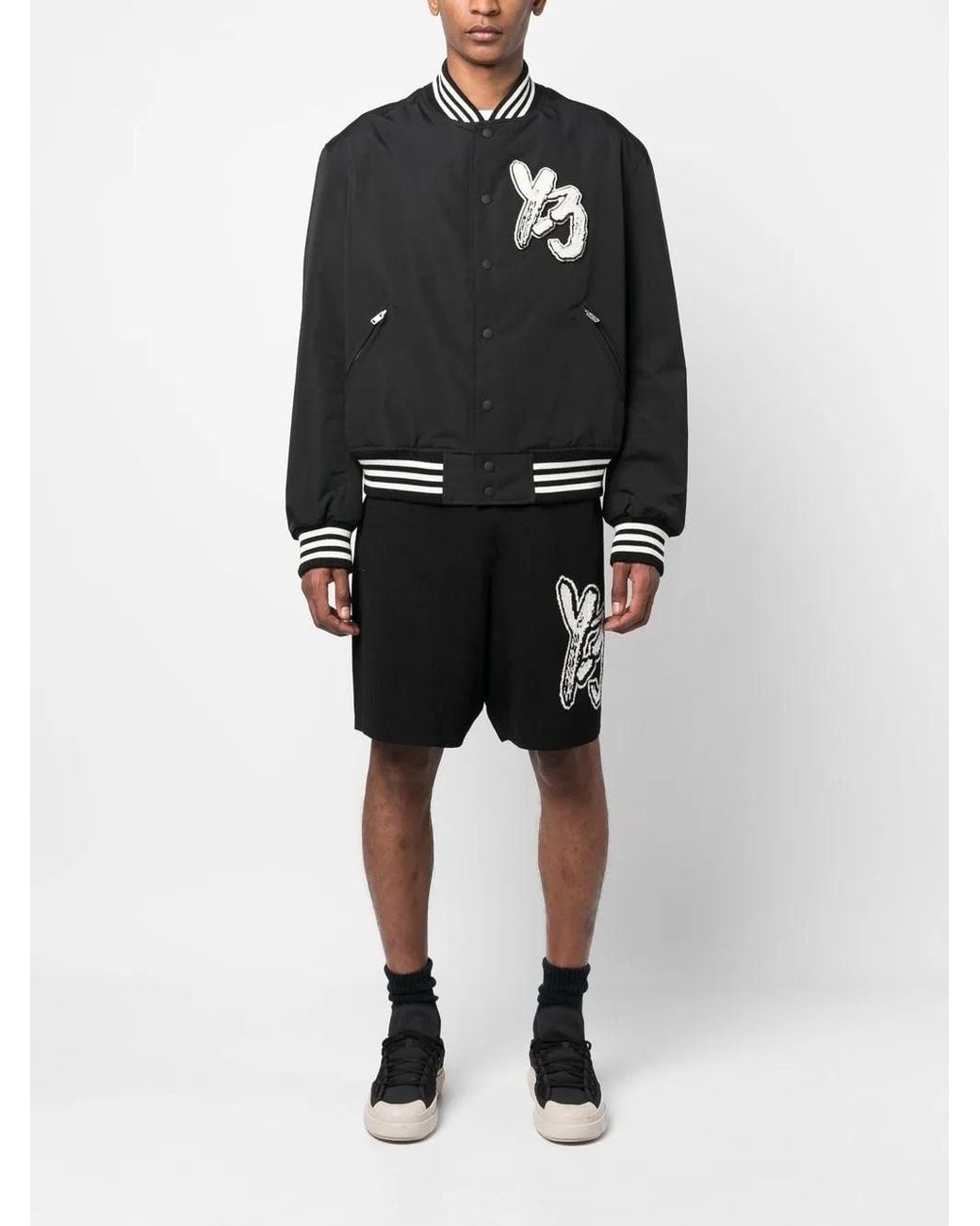 Y-3 Black Logo-patch Bomber Jacket for men