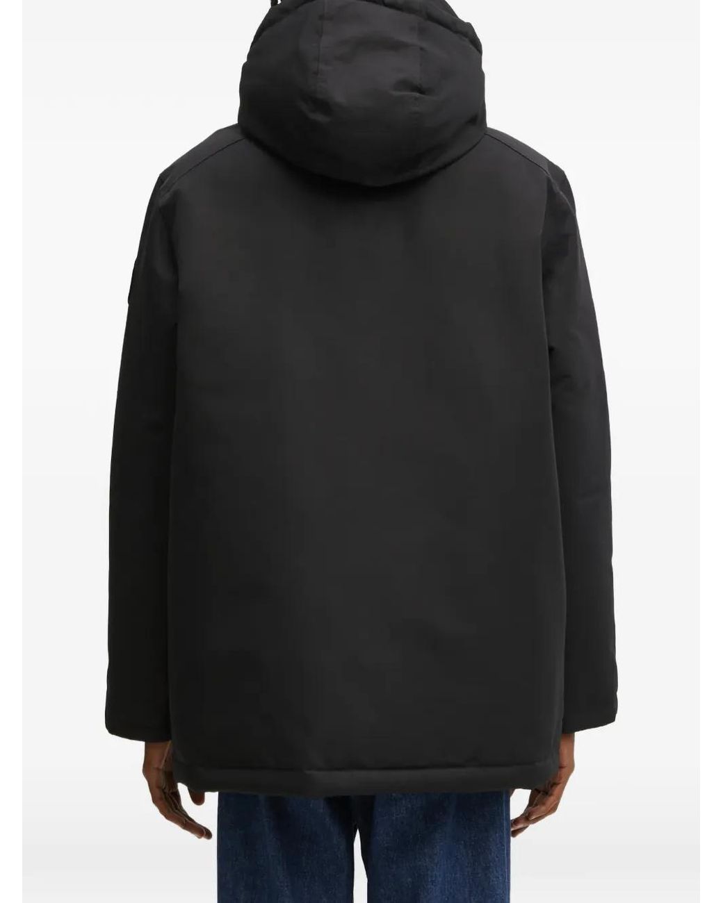 Napapijri Black Logo-Patch Hooded Jacket for men