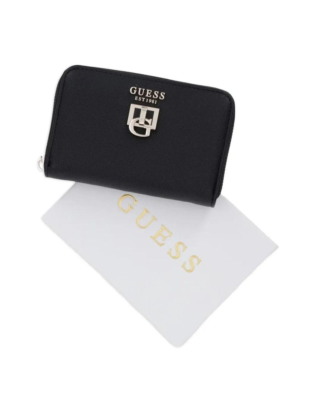 Guess Black Bianca Logo-Plaque Zip-Around Wallet