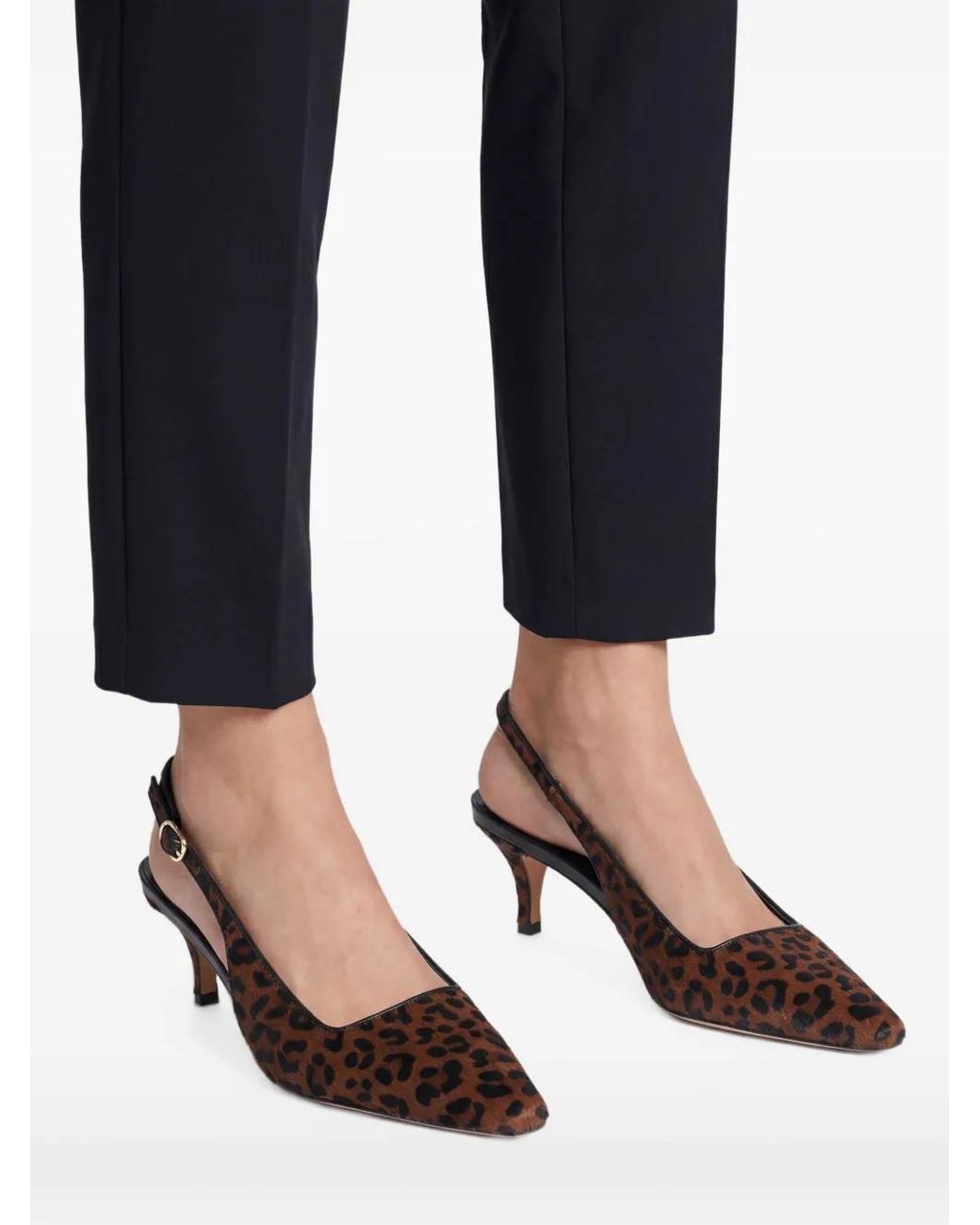 Twinset Brown 70Mm Slingback Leopard Pumps