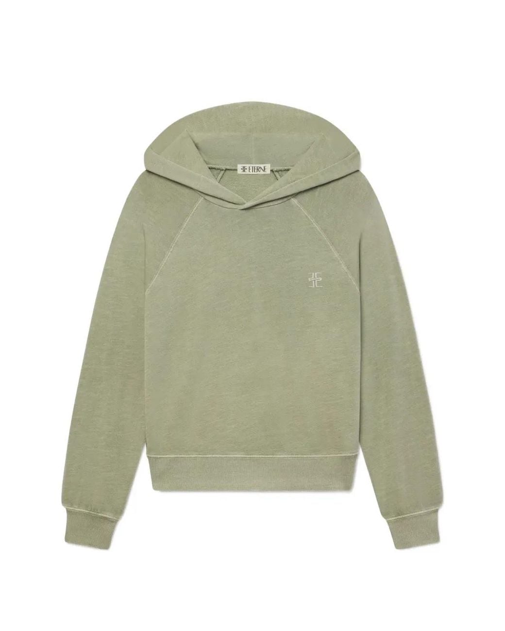 ÉTERNE Green Shrunken Raglan-Sleeve Hoodie