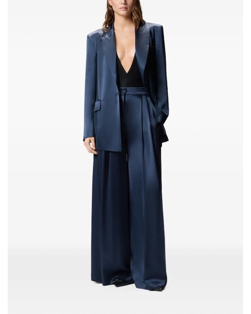 Pinko Blue Wide-Leg Trousers With High Waist And Front Pleats