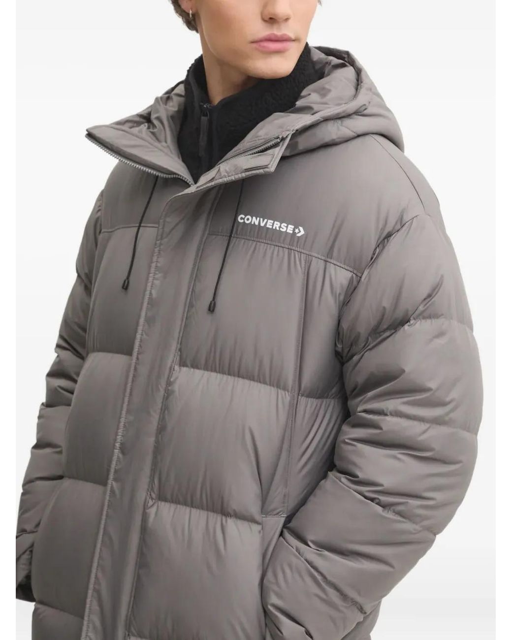 Converse Gray Hooded Puffer Jacket for men