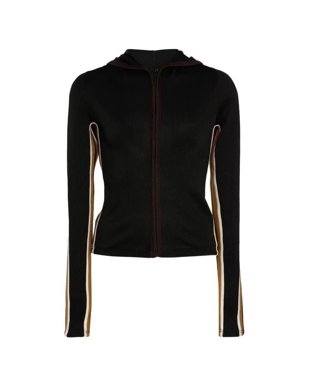 Christopher Esber Black Ribbed Zip-Up Hoodie