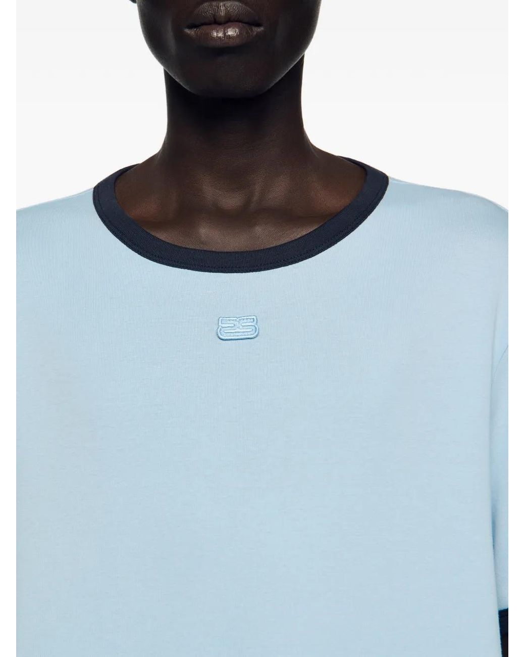 Sandro Blue Two-Tone Patch T-Shirt for men