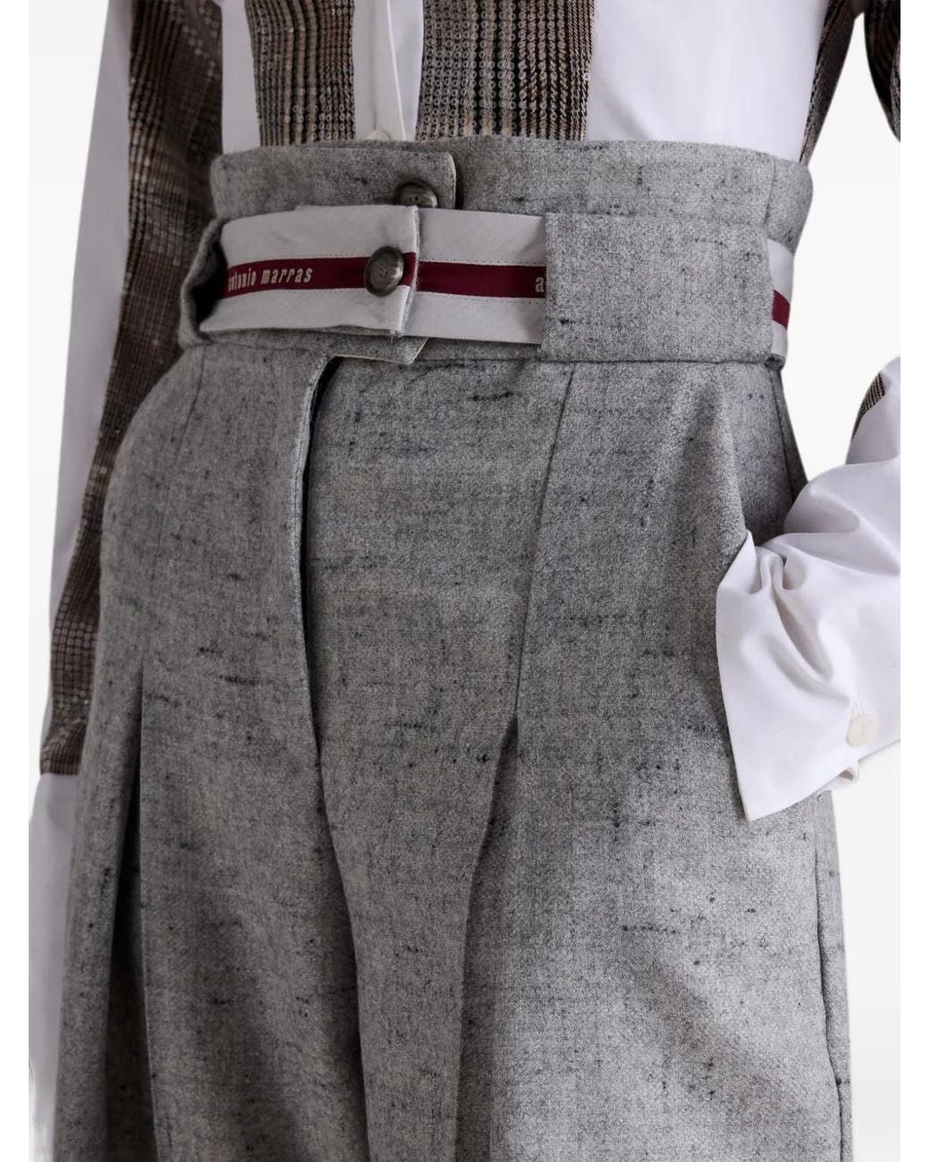 Antonio Marras Gray Bustier-Waist Wide-Leg Trousers