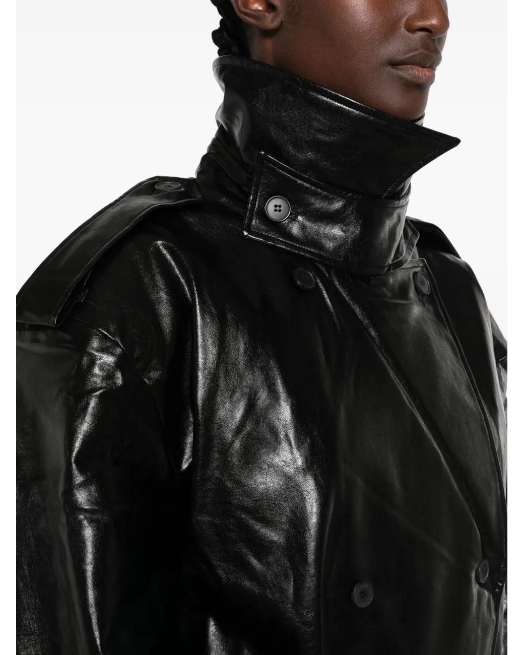 LA PISCINE Black Double-Breasted Belted Jacket