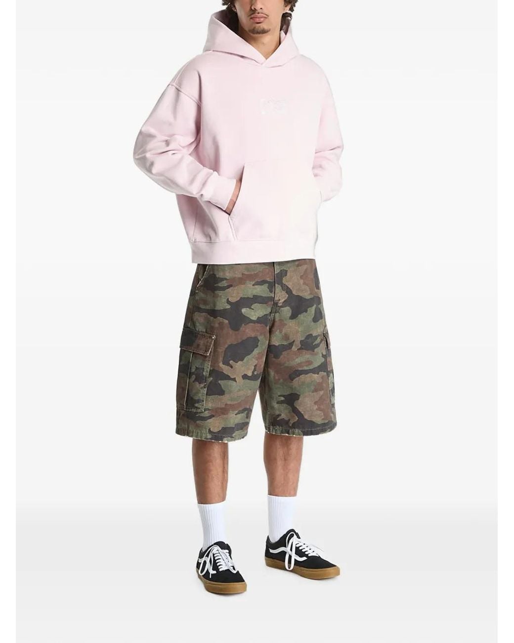 Vans Pink Logo-Patch Hoodie for men