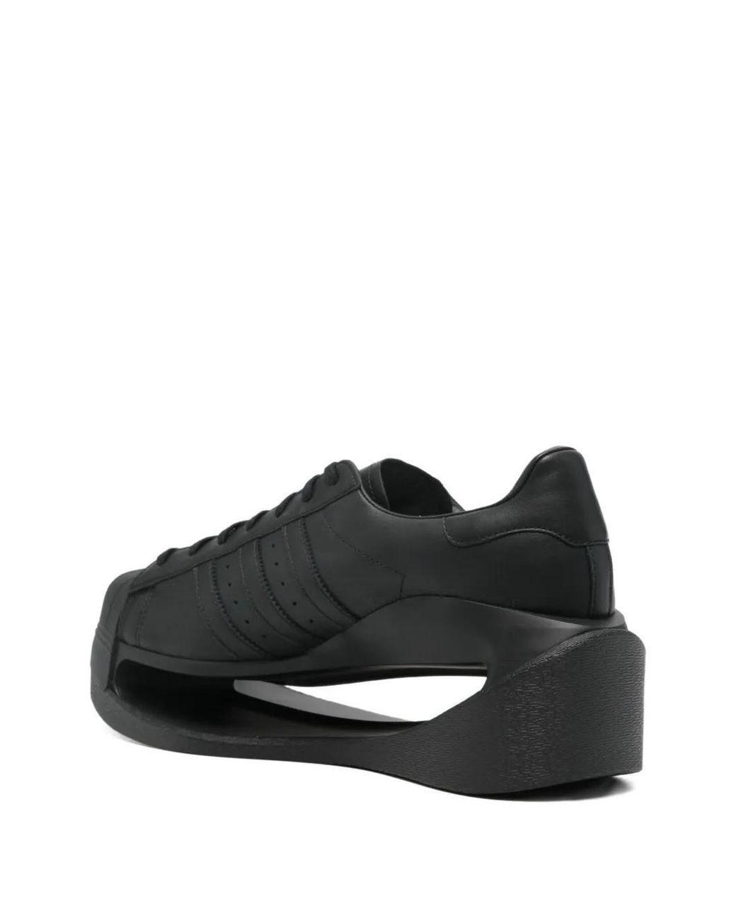 Y-3 Black Platform Leather Trainers
