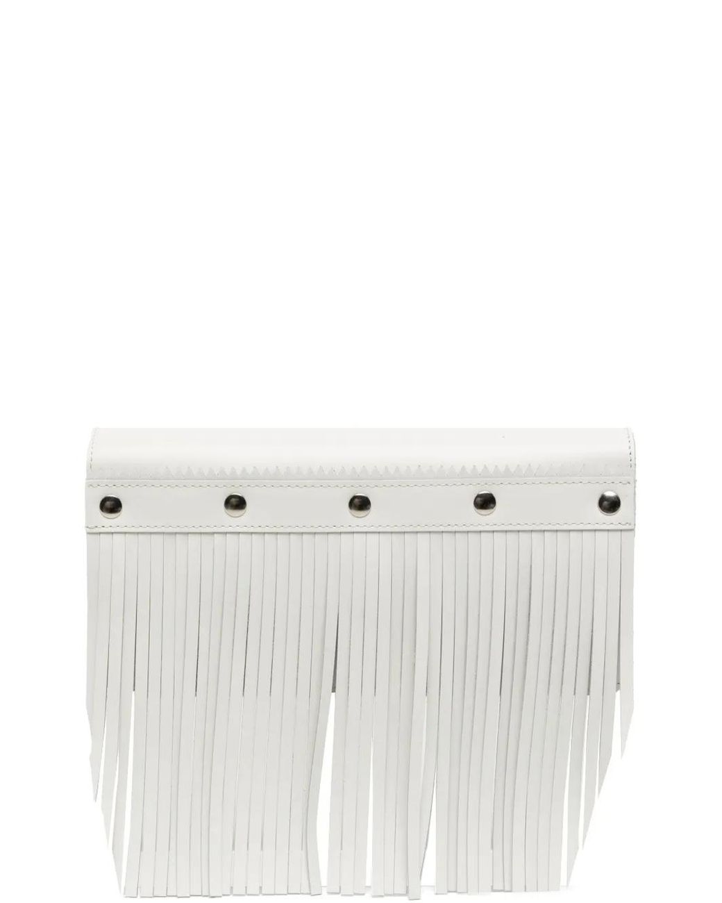 Comme des Garçons White Stud-Embellished Fringed Leather Wallet