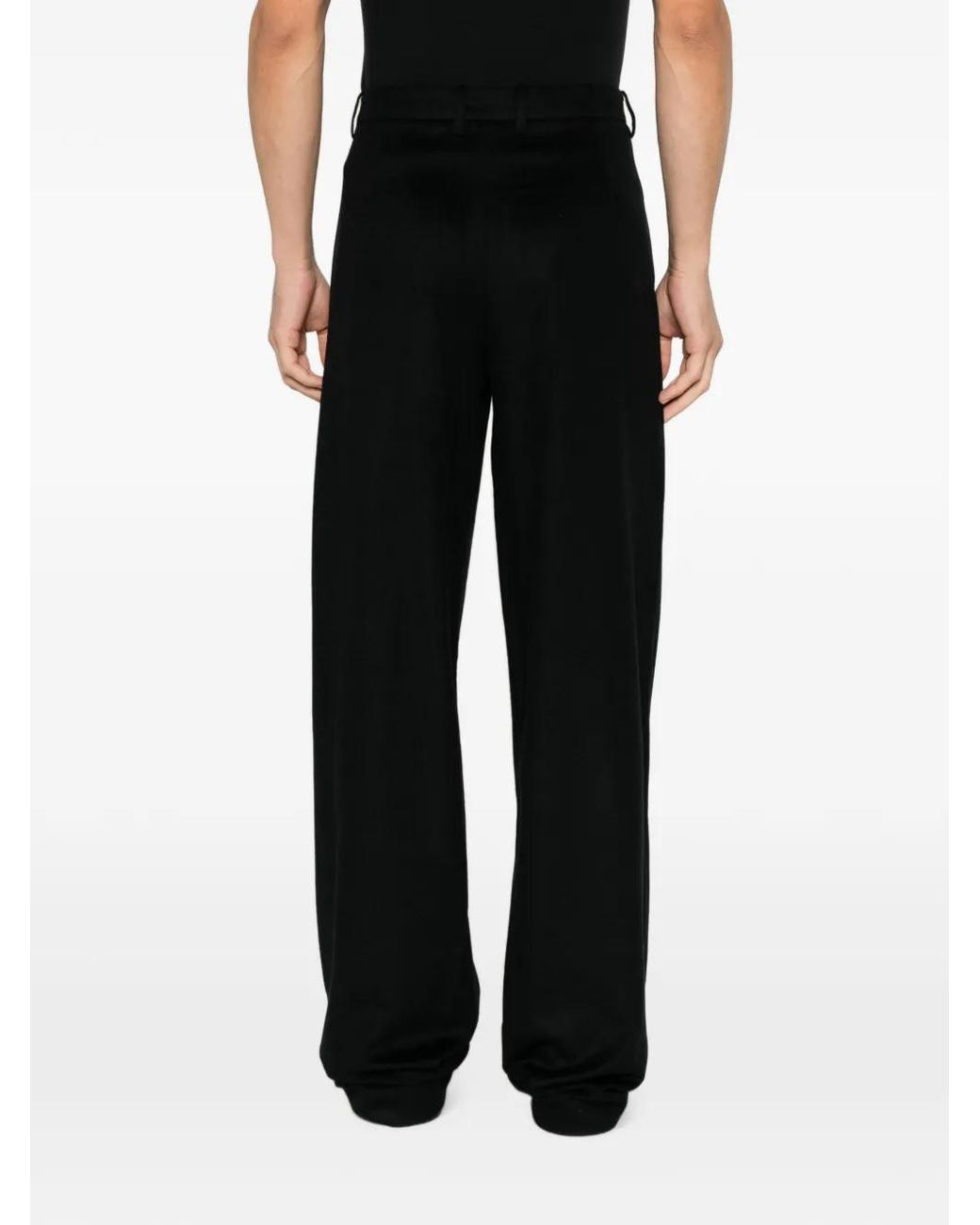 Frenckenberger Black Pleated Wide-Leg Suit Pants for men