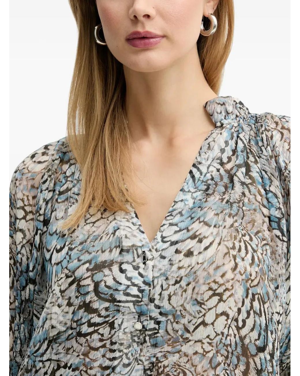Morgan Gray V-Neck Printed Shirt