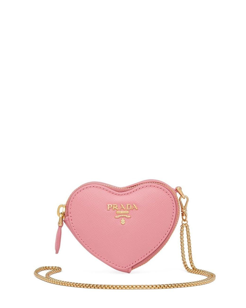 Prada Heart Shaped Wallet On Chain in Pink | Lyst