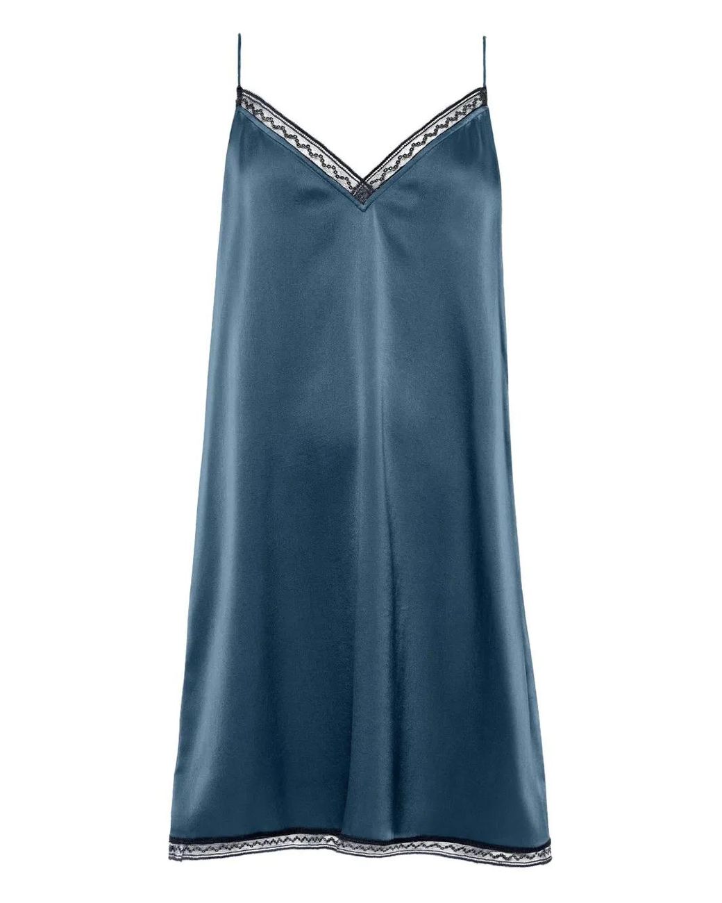 Eres Blue Bucolique Lace-Trim Silk Nightdress