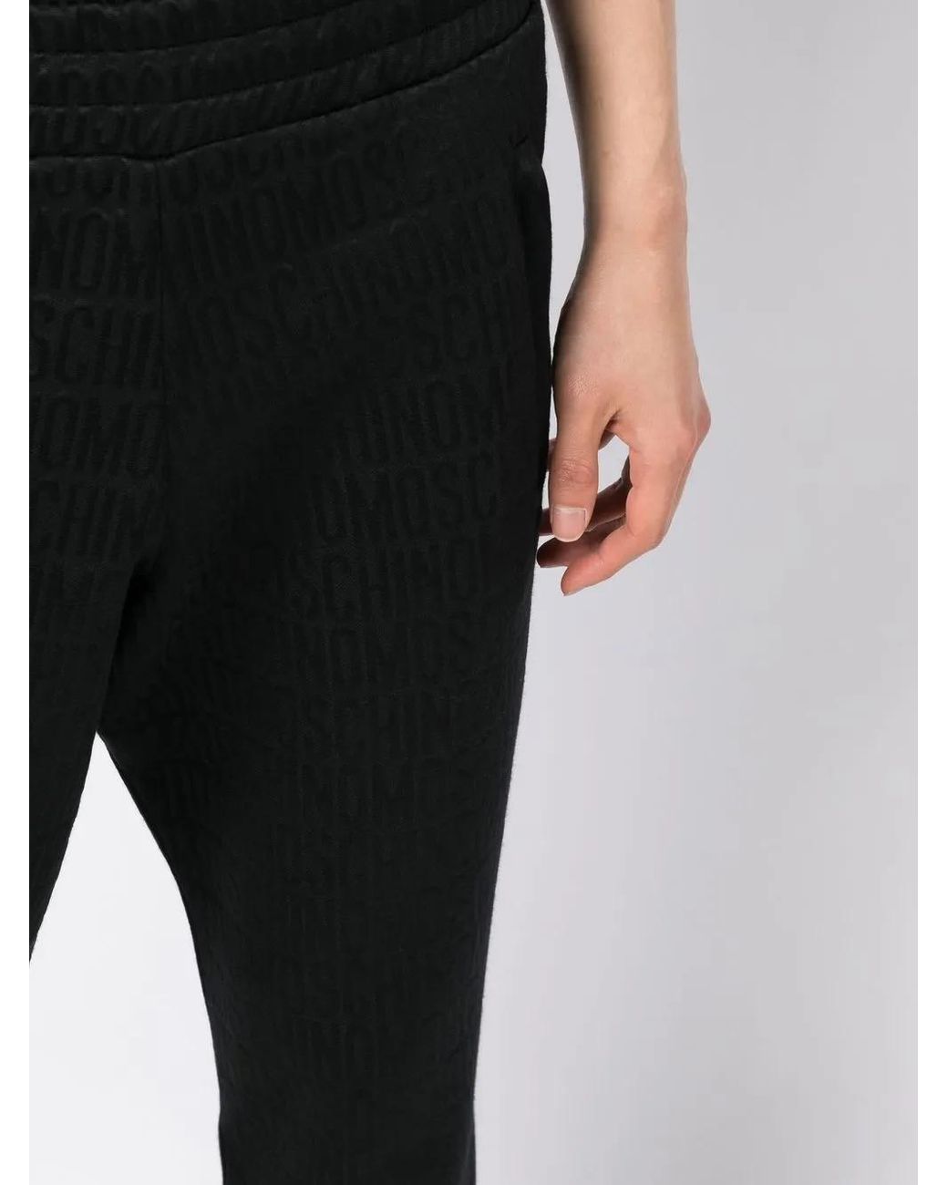 Moschino Black Logo-Print Trousers for men