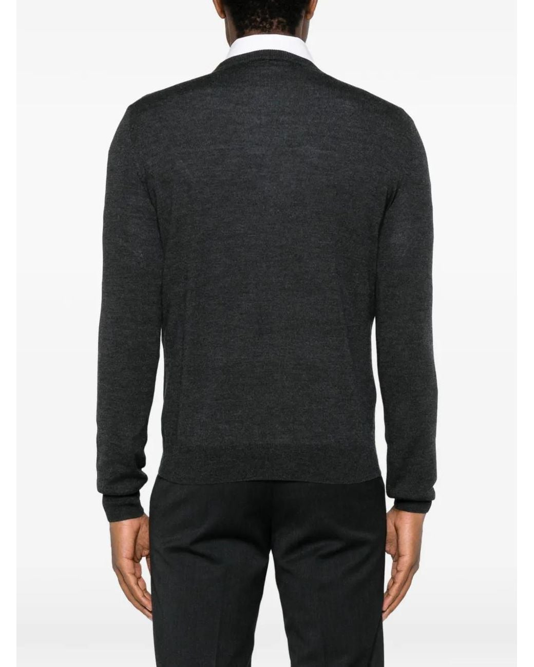 VELA SHOP Black Crew-Neck Long-Sleeve Sweater for men