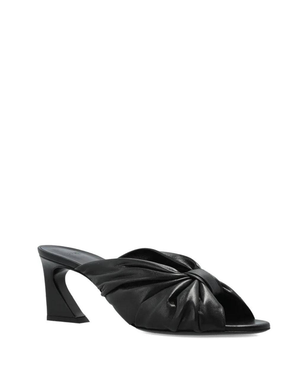 Fendi Black Arco Twisted-Upper Leather Sandals