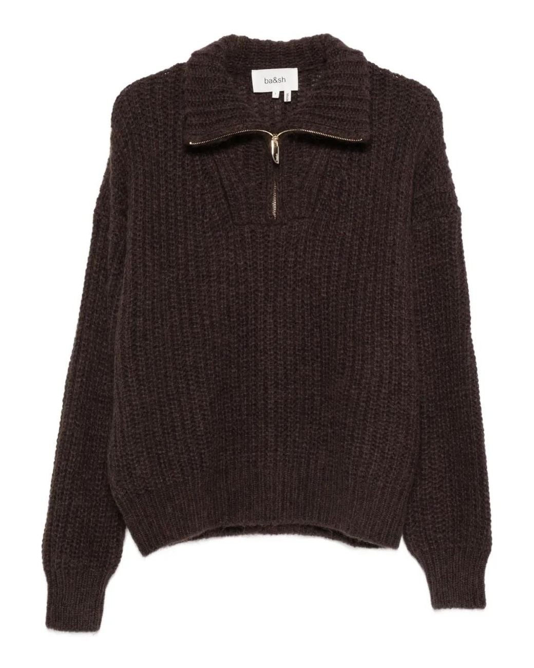 Ba&sh Brown Beltane Zip Sweater