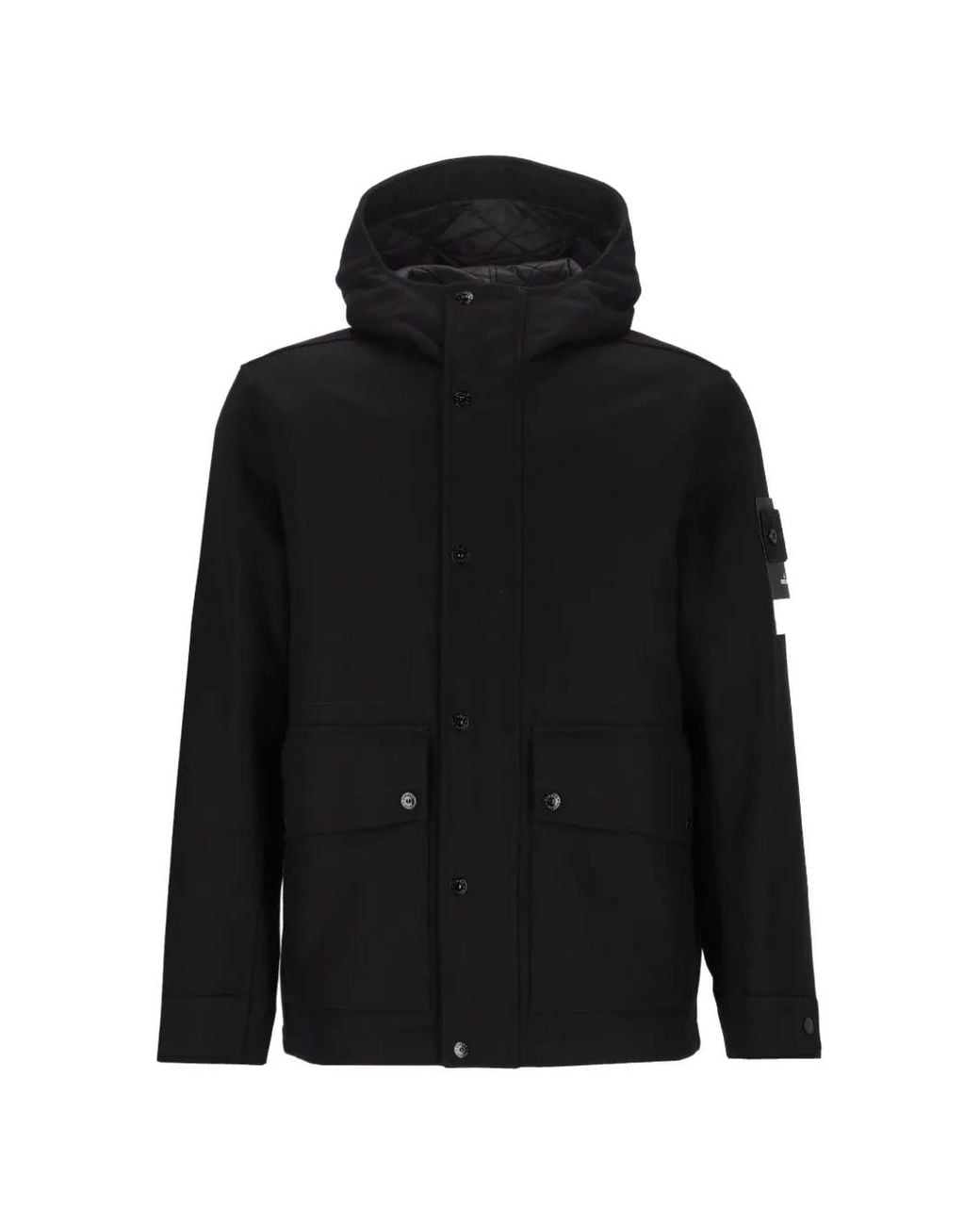 Stone Island Black 4100018 Wool Nylon Flannel_S.I. Ghost Parka for men
