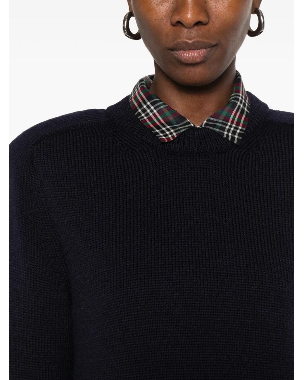 Ba&sh Black Ribbed-Knit Crew-Neck Sweater