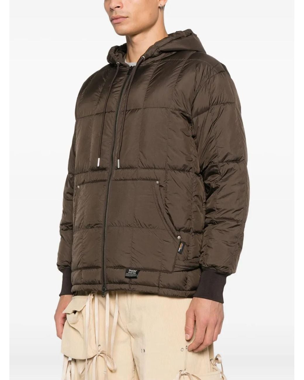 Taion Brown Hooded Quilted Jacket for men