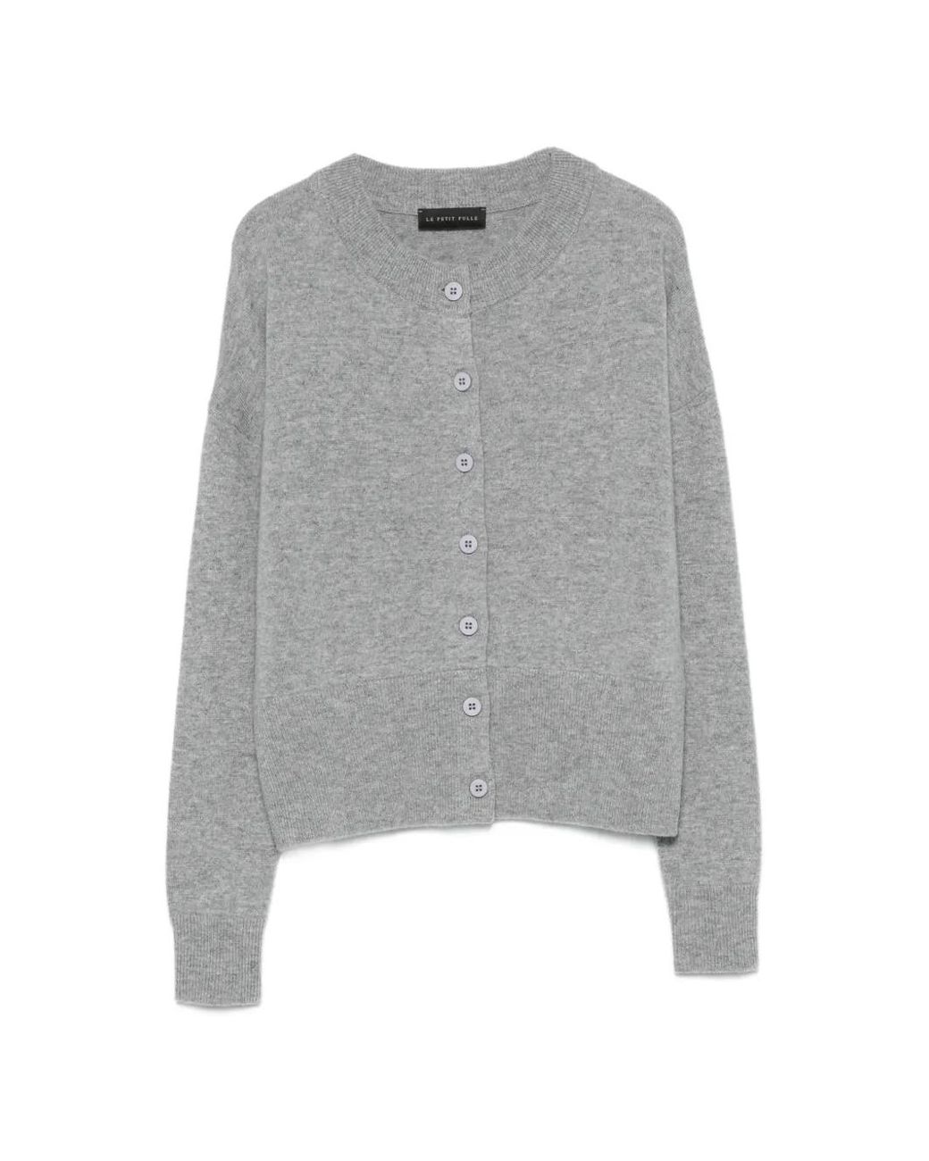 Le Petite Pulle Gray Button-Up Crew-Neck Cardigan