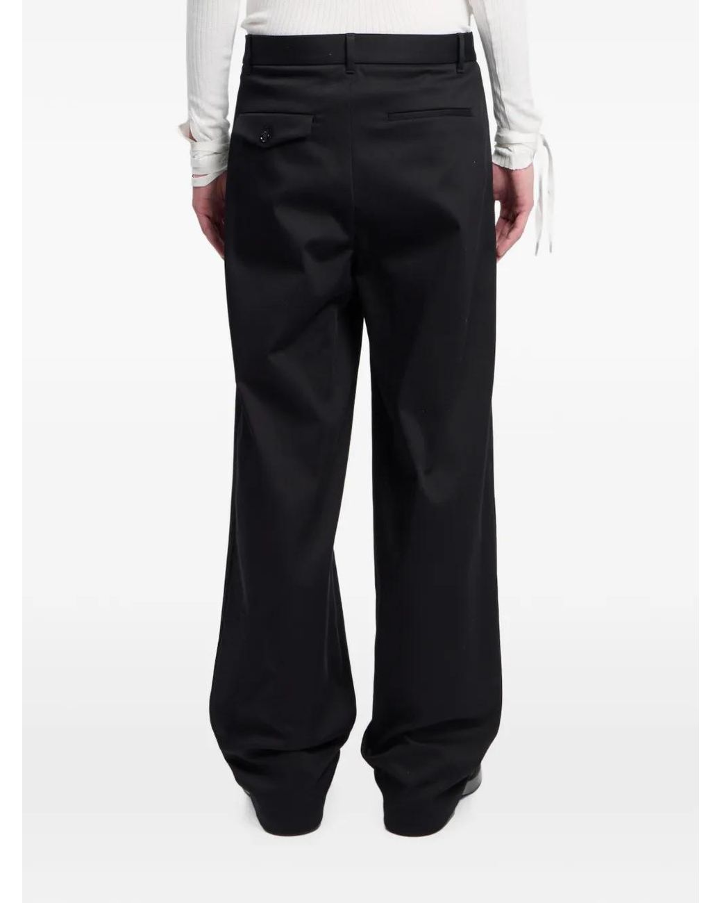 Ann Demeulemeester Black Cotton-Drill Straight-Leg Trousers for men