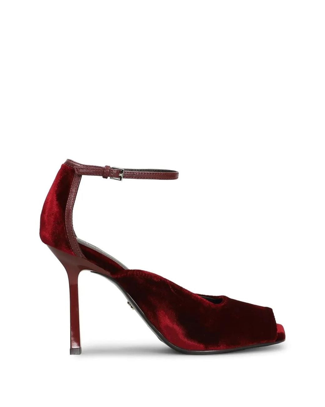 Lola Cruz Red Velvet Open-Toe Sandals
