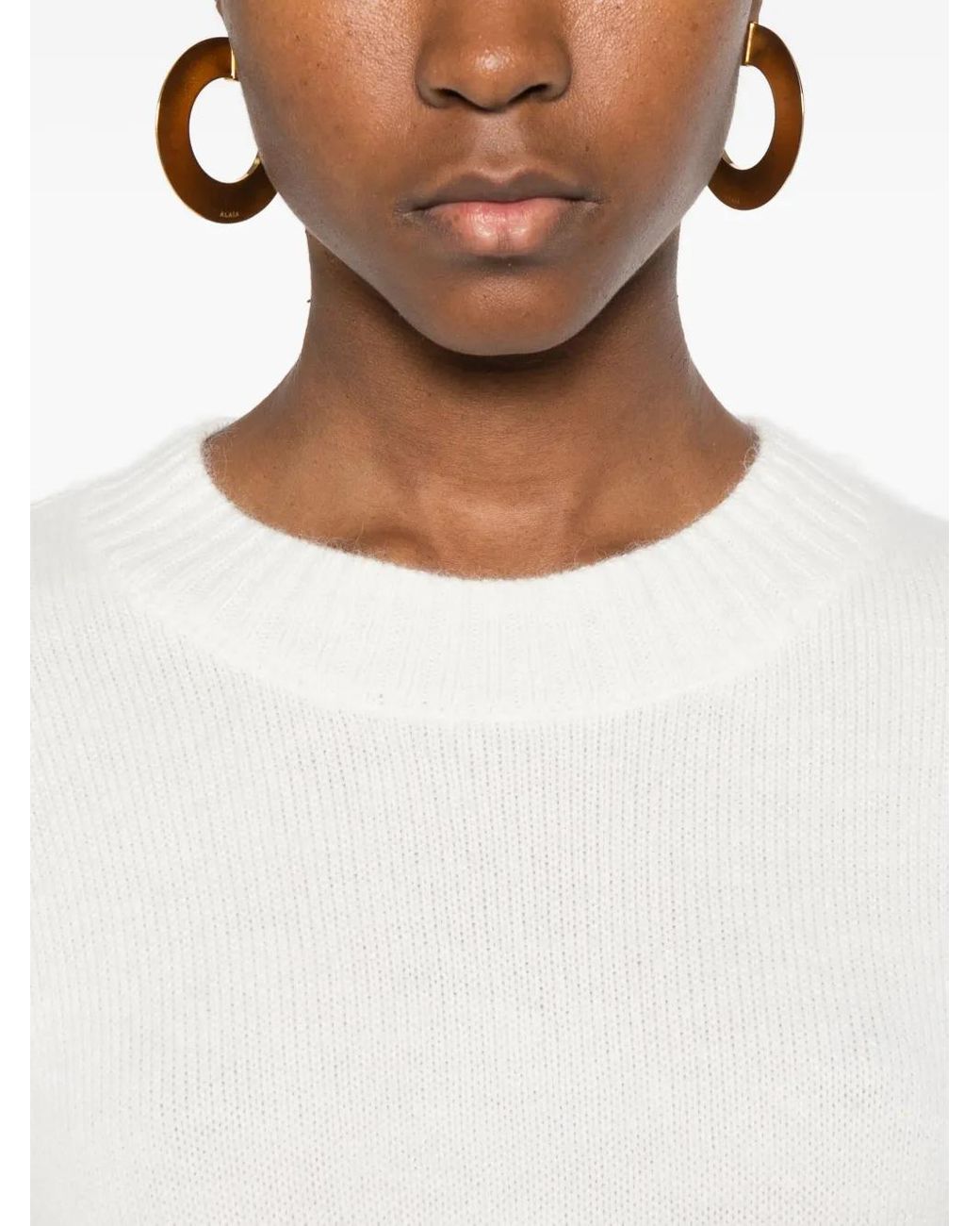 Twinset White Balloon-Sleeve Sweater