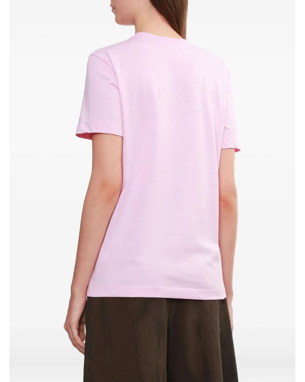 Camiseta De Algodón Con Logo Estampado MSGM de color Pink