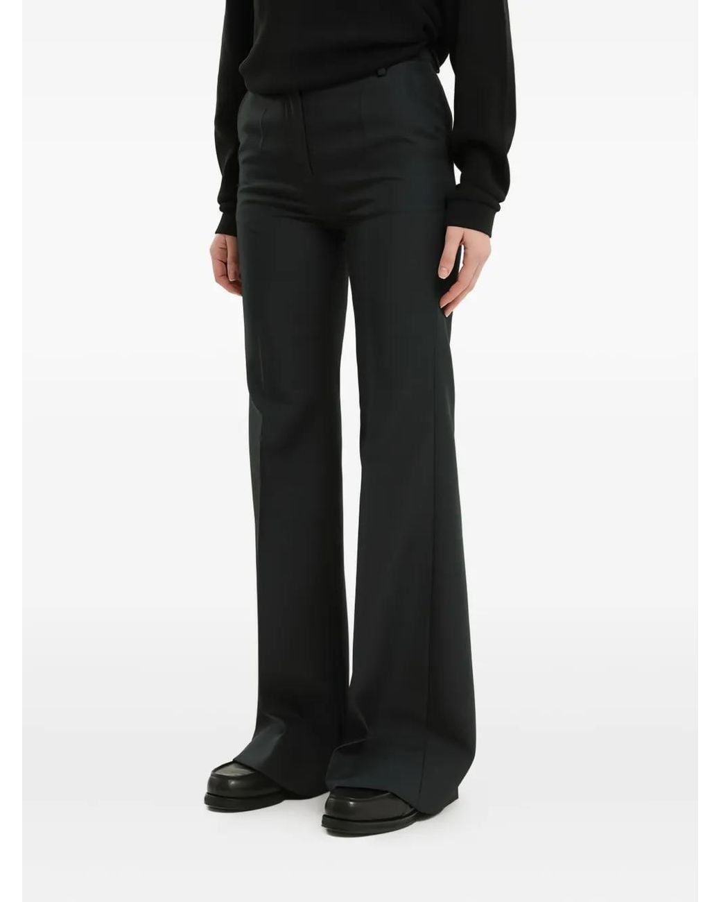 1989 STUDIO Black Cotton Flared Trousers