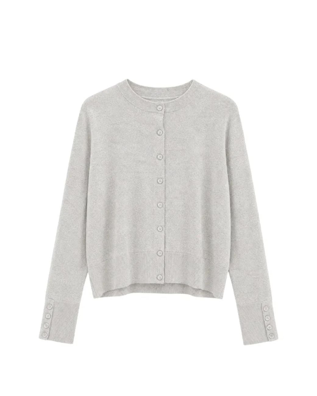 Yigal Azrouël White Button-Cuff Crew-Neck Cardigan