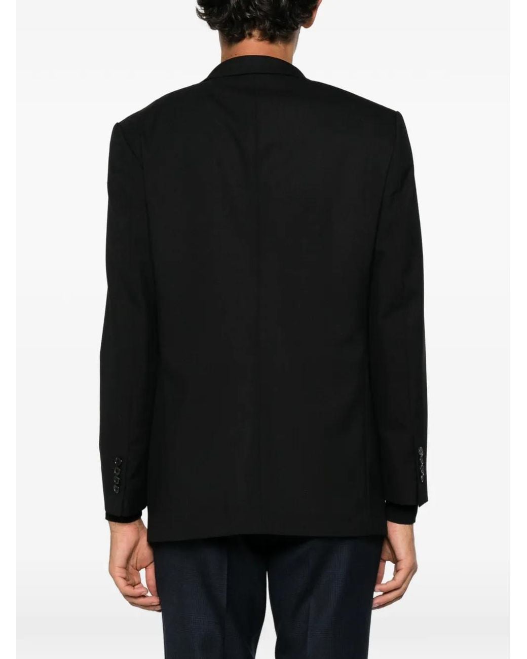 Reveres 1949 Black Single-Breasted Notched-Lapels Blazer for men