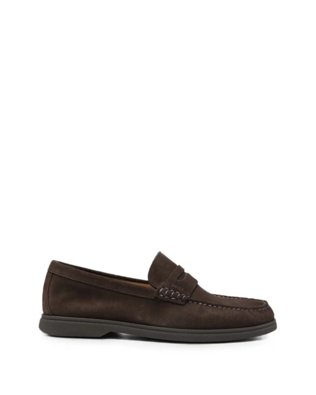 Boss White Suede Loafers With Logo Penny Trim for men