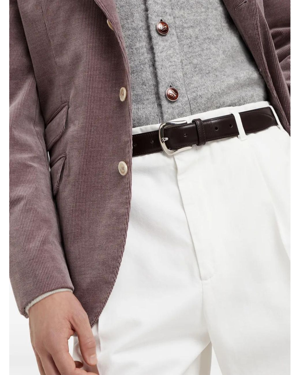 Brunello Cucinelli Brown Leather Belt for men