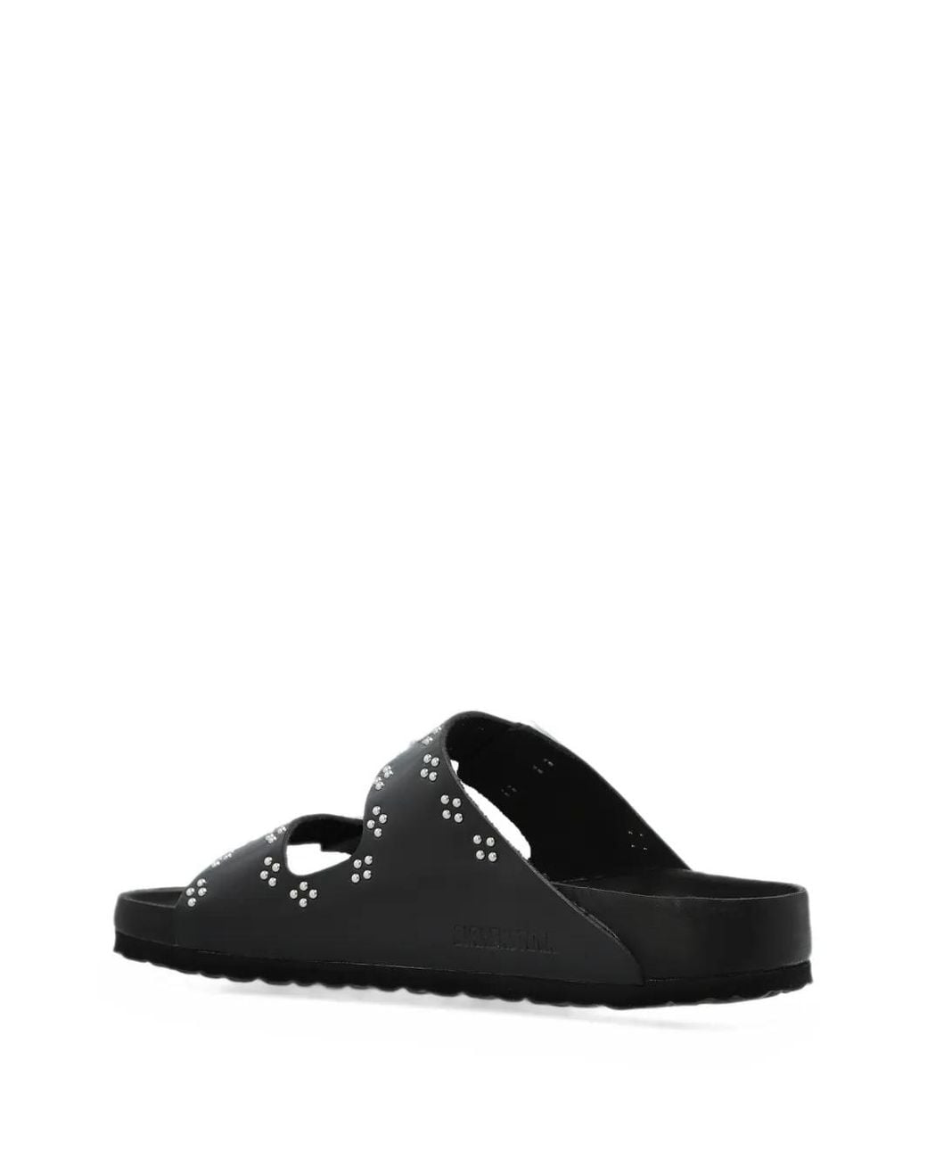 Birkenstock Black Arizona Rivet-Border Small Natural-Leather Sandals