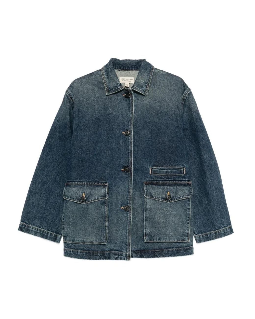 Nili Lotan Blue Flap-Pocket Jacket