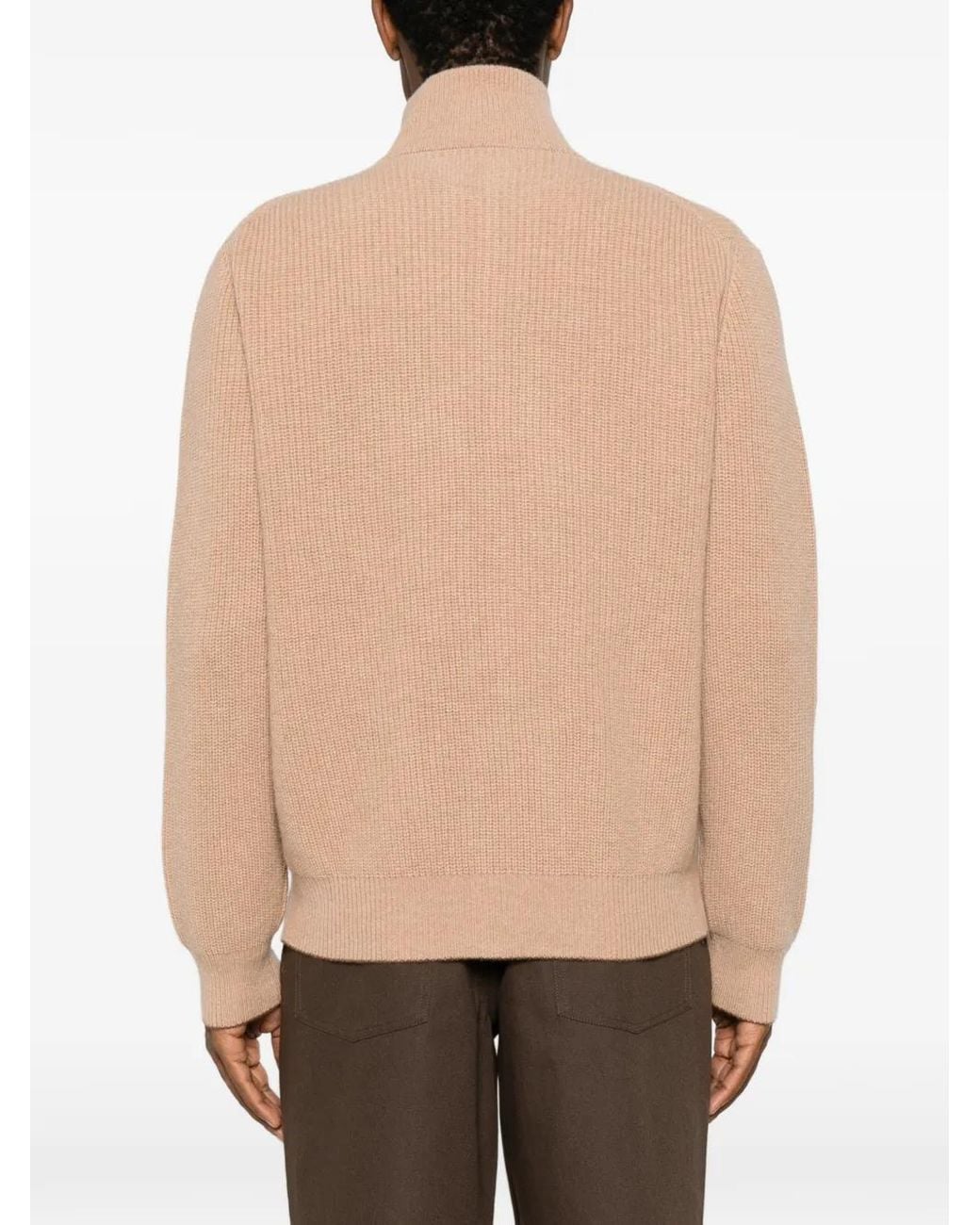 Canali Natural Pull Zippé Côtelé for men