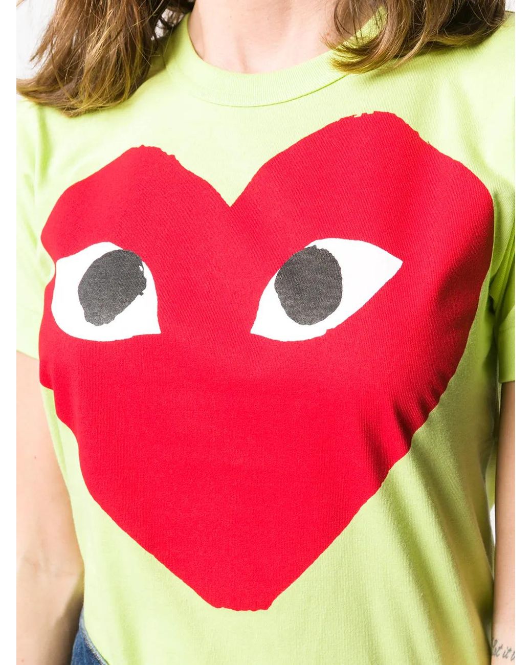 COMME DES GARÇONS PLAY Green Red Heart Logo T-shirt
