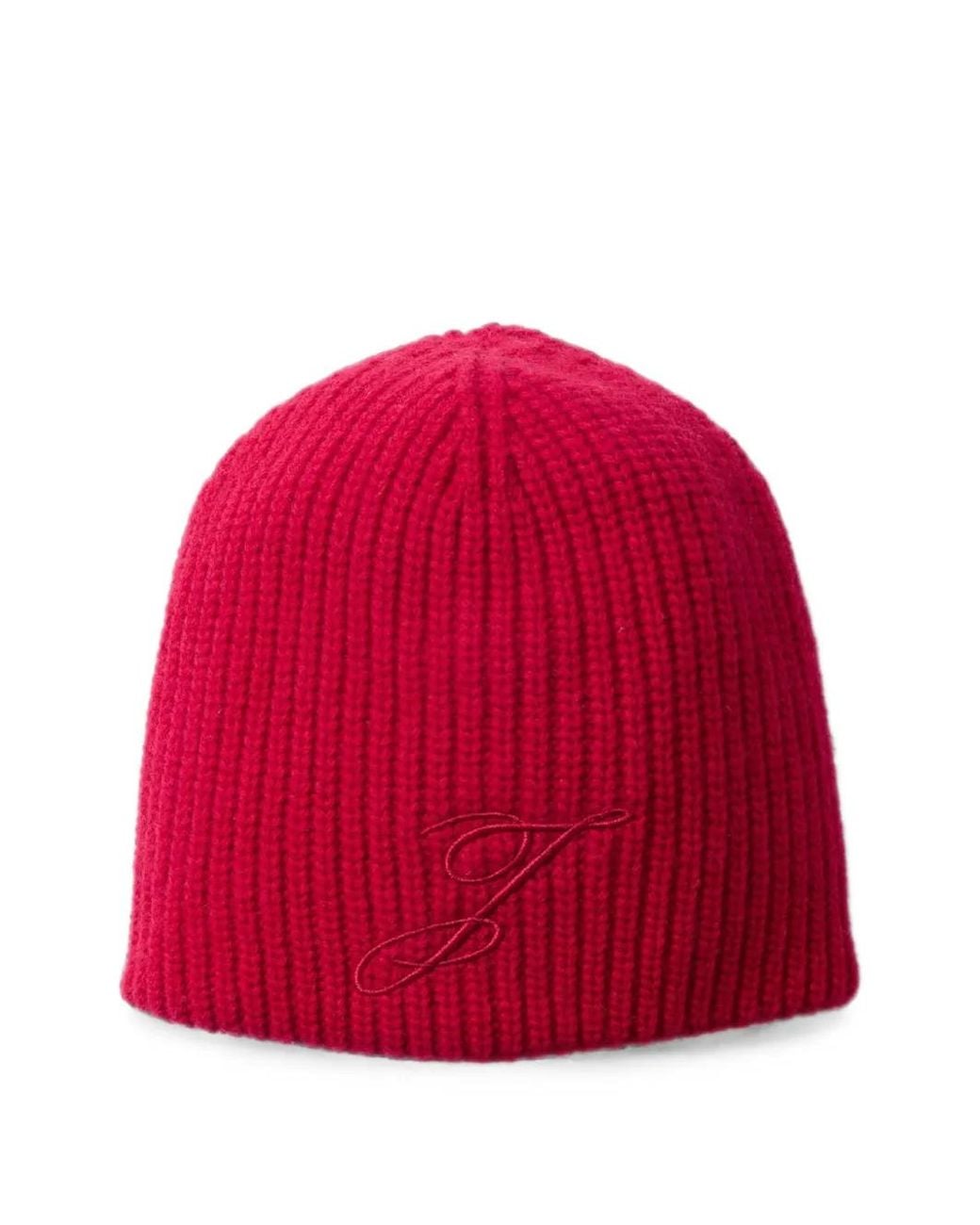 Jacquemus Red Espiral Ribbed Beanie