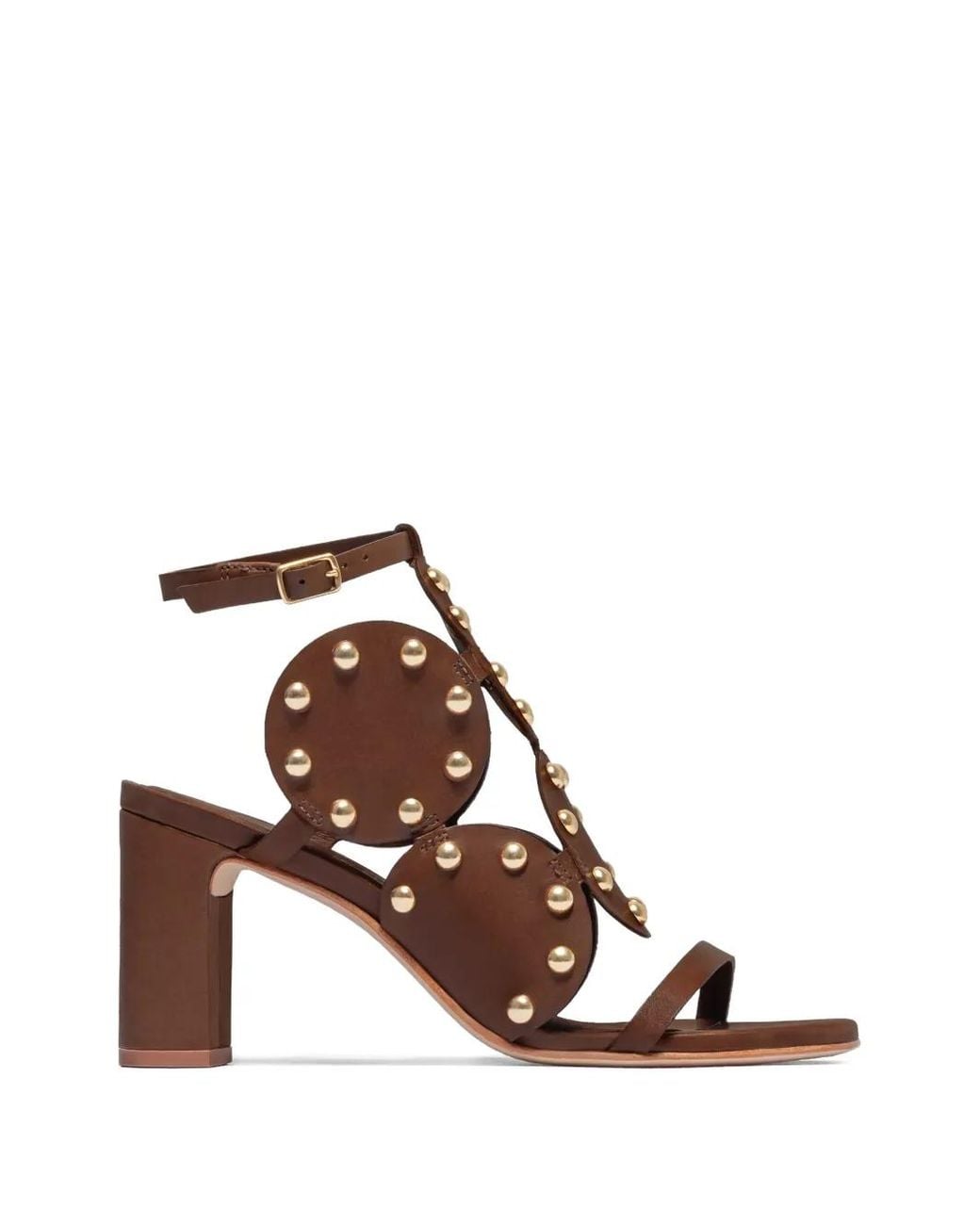 Bernardo Brown New Moon Studded Heeled Sandals