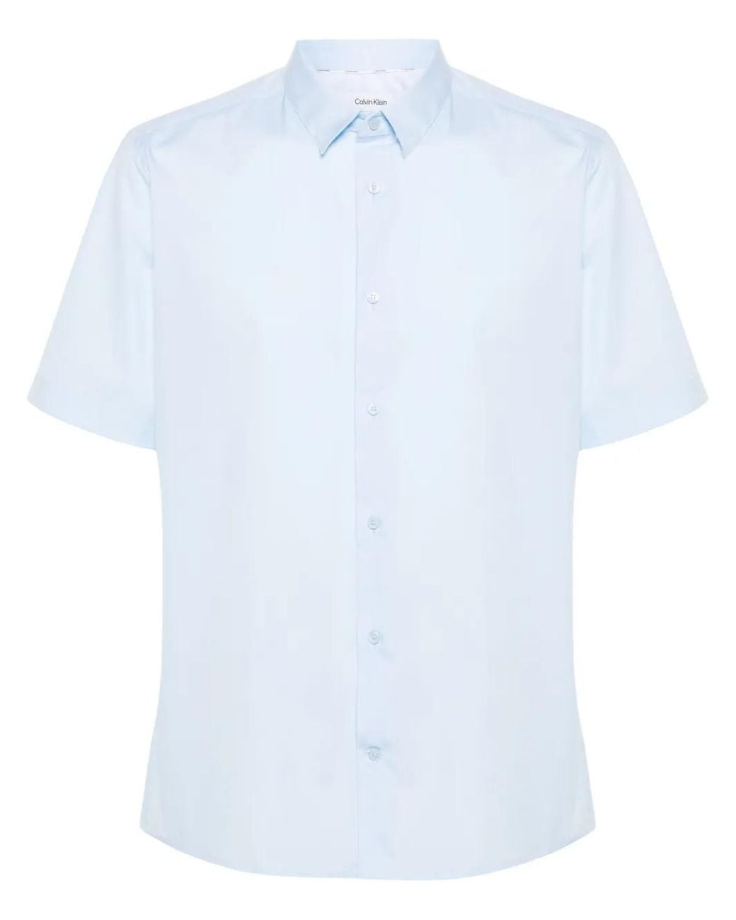 Calvin Klein White Monogram-Embroidered Cotton Shirt for men