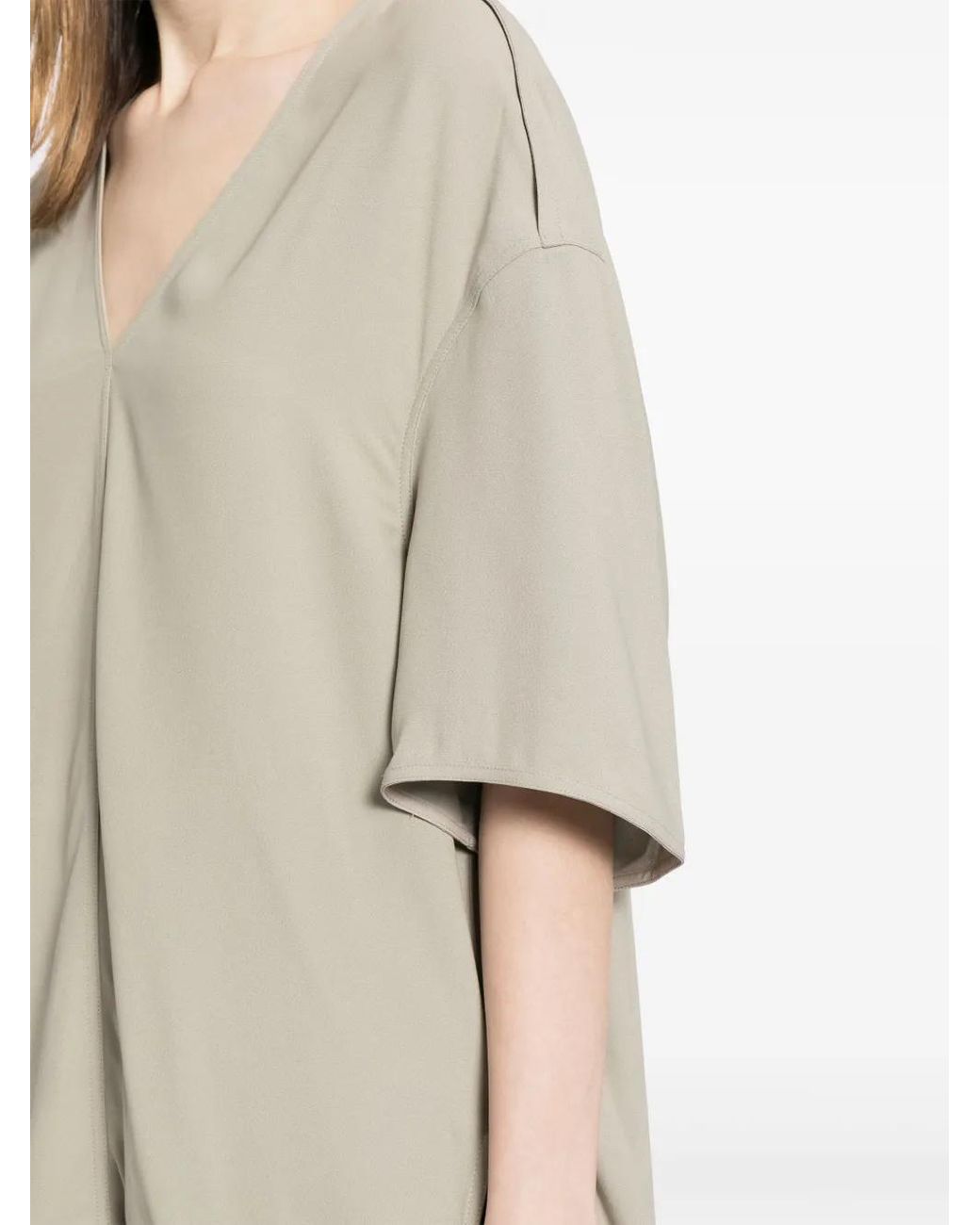 Rick Owens White V-Neck Drop-Shoulder Blouse