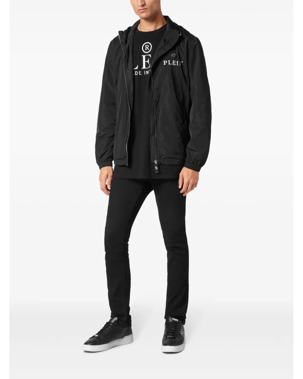 Philipp Plein Black Hexagon Windbreaker Jacket for men